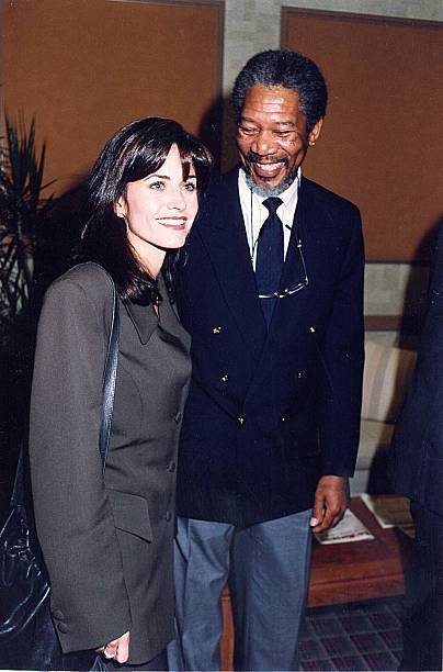 Courteney Cox & Morgan Freeman at ShoWest in Las Vegas Neva - 1992 Old Photo