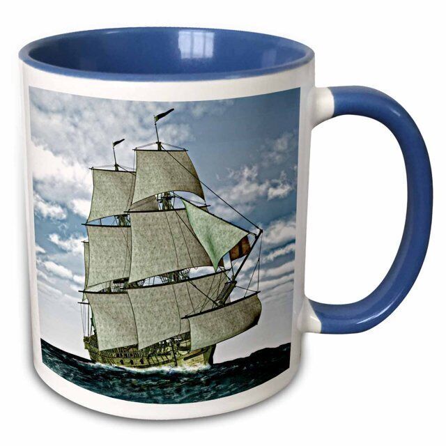 3dRose Sail Ship 2 Tone Ceramic Mug