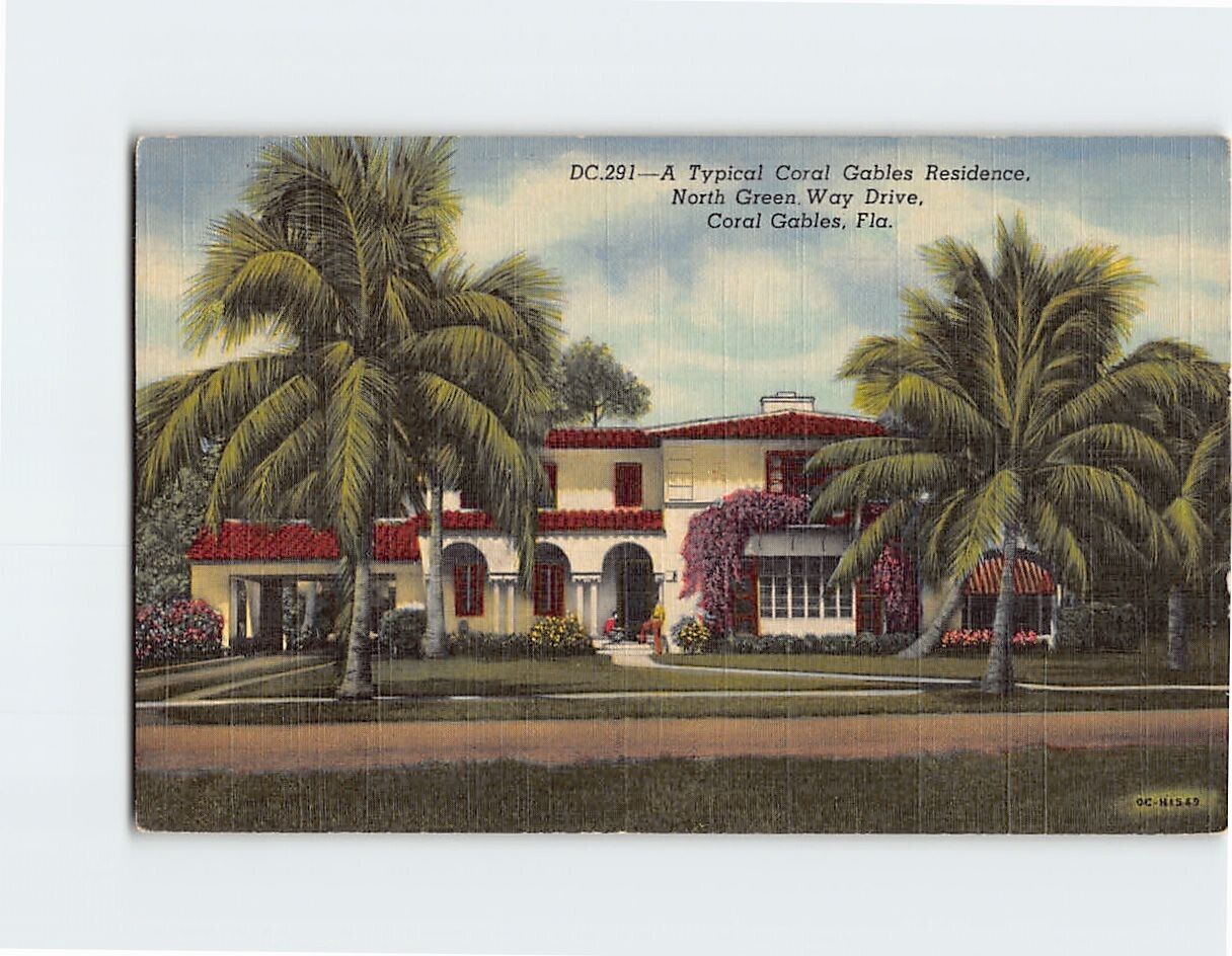 Postcard A Typical Coral Gables Residence, Coral Gables, Florida