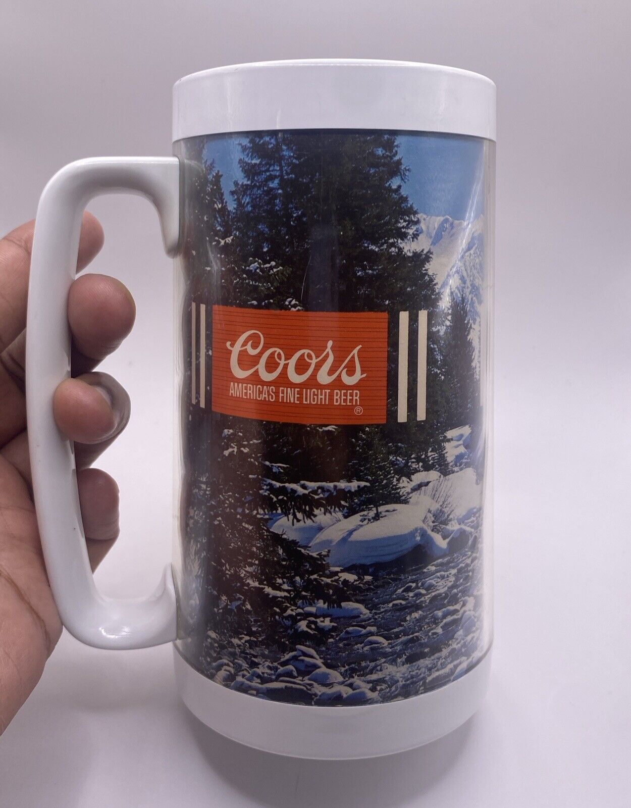 Vintage Coors Light Beer Thermo-Serv Insulated Tall Plastic Mug Made in USA