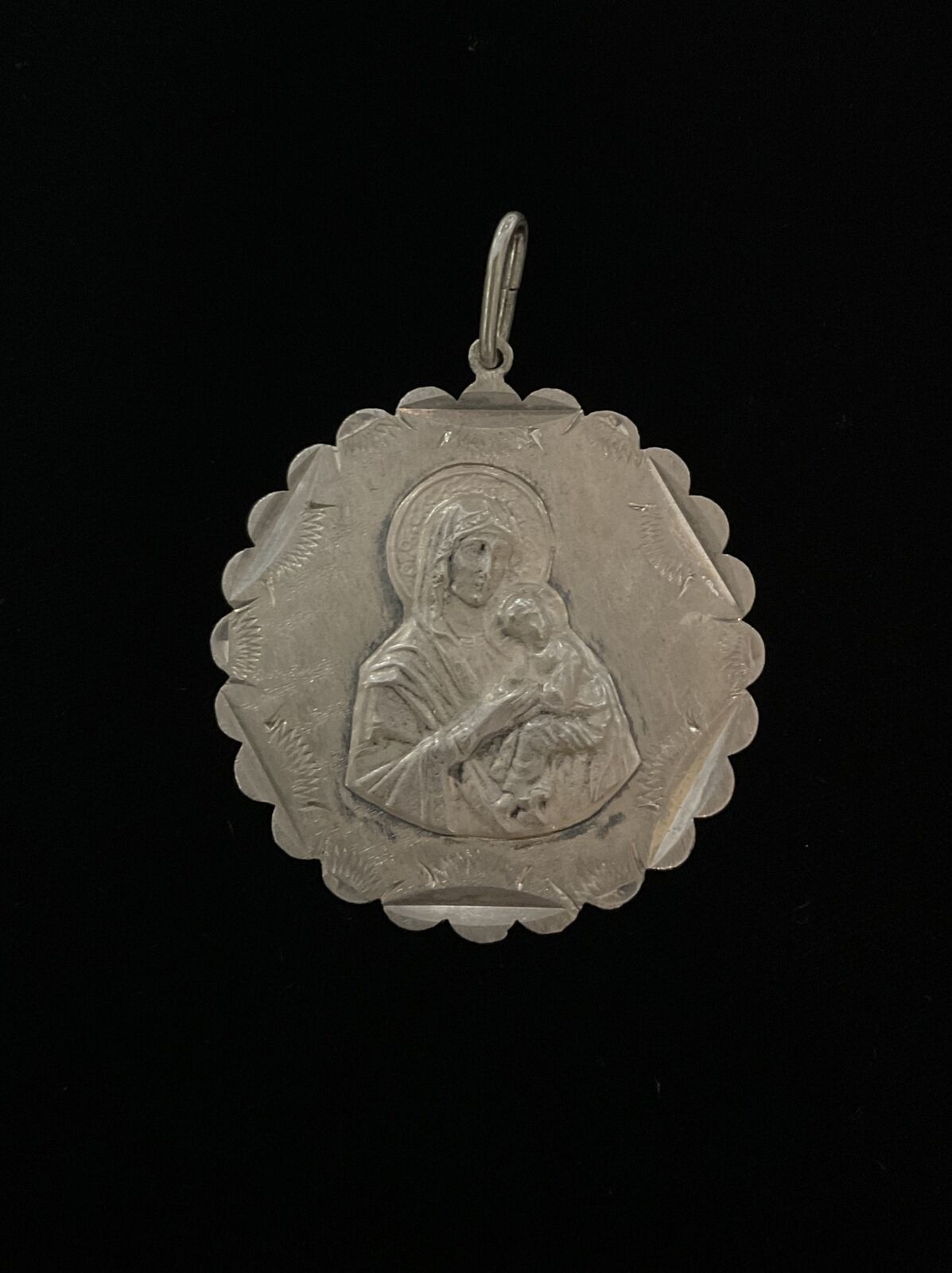 Madonna and Child 900 Silver Large Christian Religious Charm