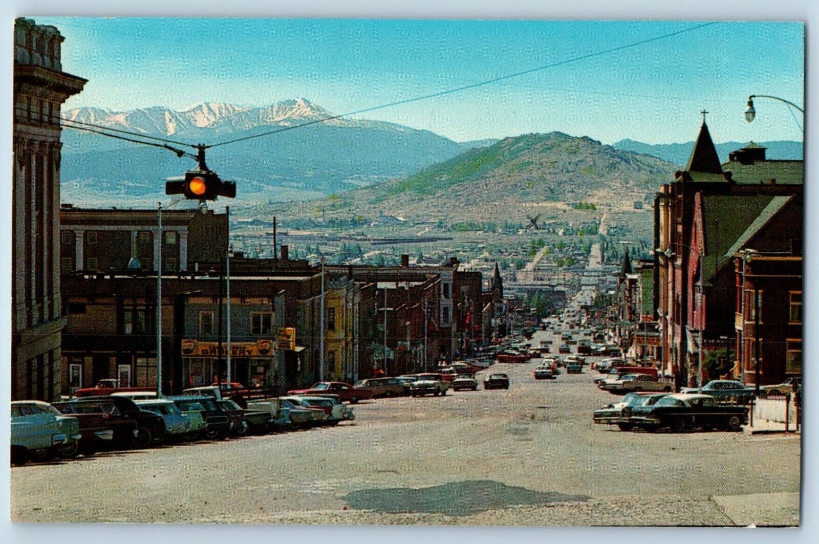 Butte Montana MT Postcard View Of Montana Street Cars Mountain View 1968 Vintage