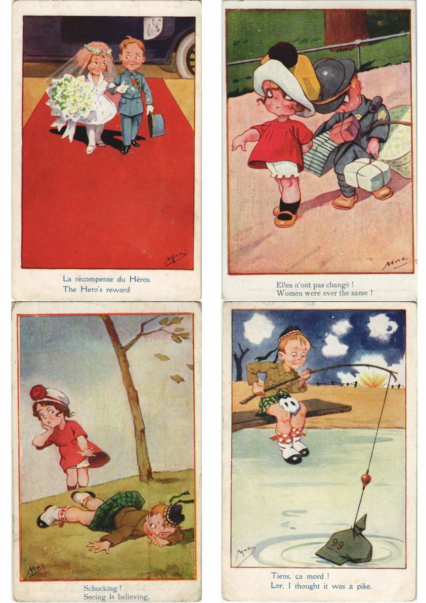 MAC ARTIST SIGNED CHILDREN HUMOR COMIC 20 Vintage Postcards Pre-1940 (L3204)