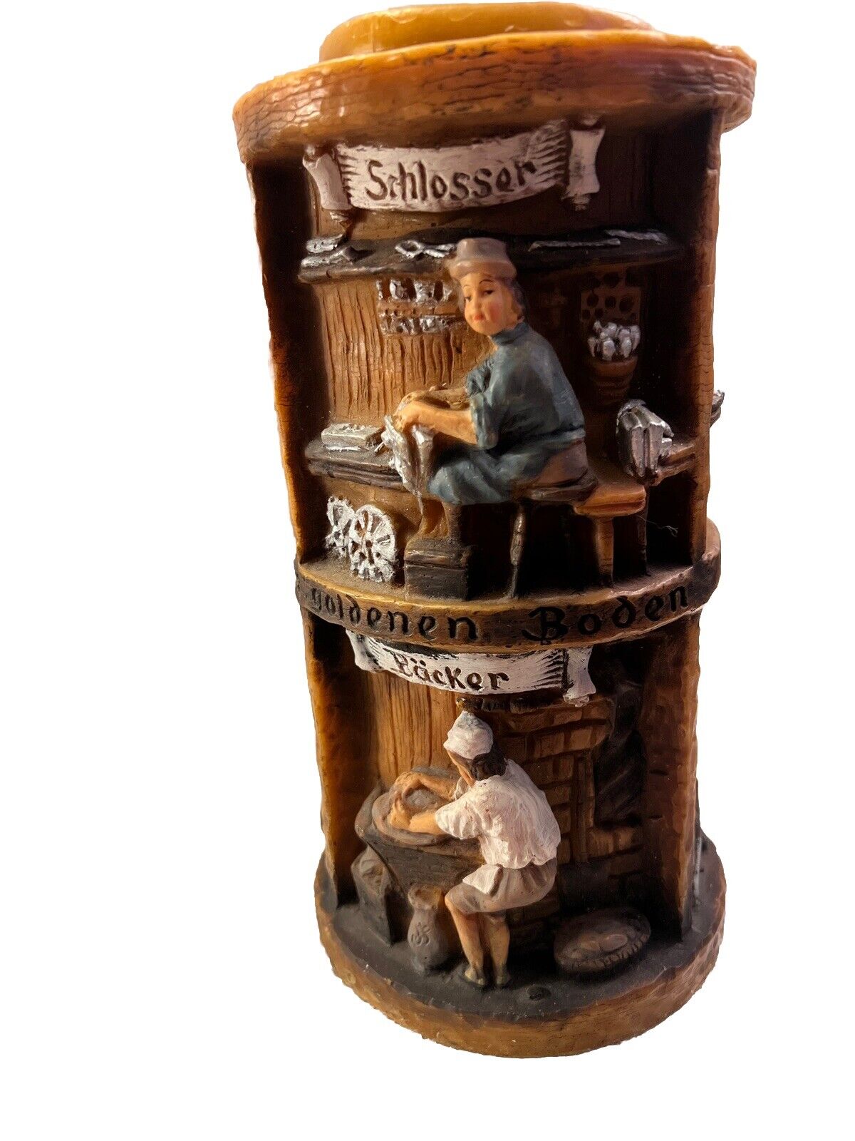 Vintage Large Gunter Kerzen Hand Carved Painted German Eternal Candle D-6968 11”