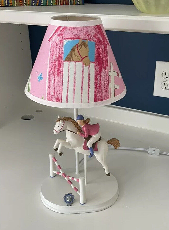 Girls Equestrian/Horse/Rider Jumping Lamp With Shade
