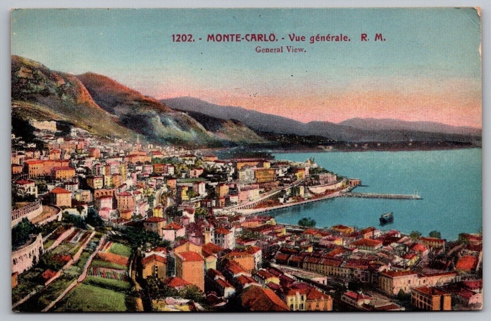Monte Carlo Monaco General View Scenic European Coastal City DB Postcard