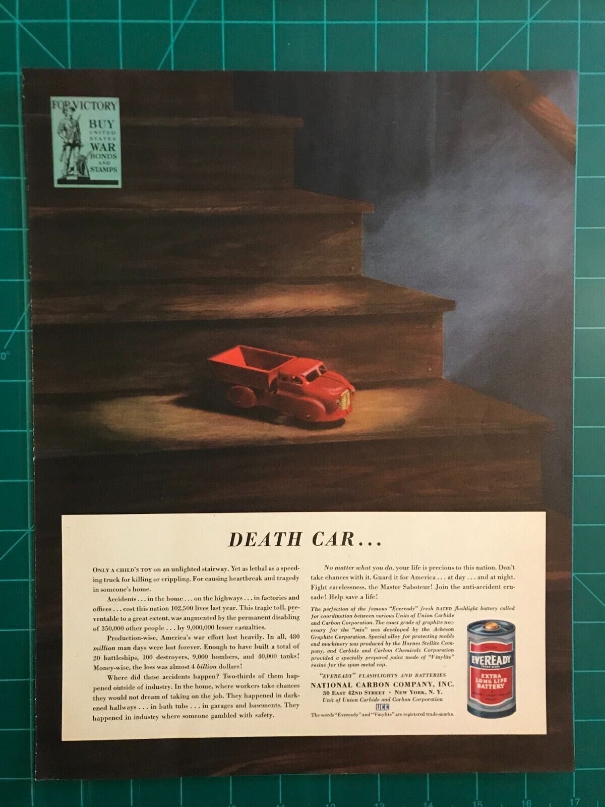 1942 Eveready Battery Print Ad. \