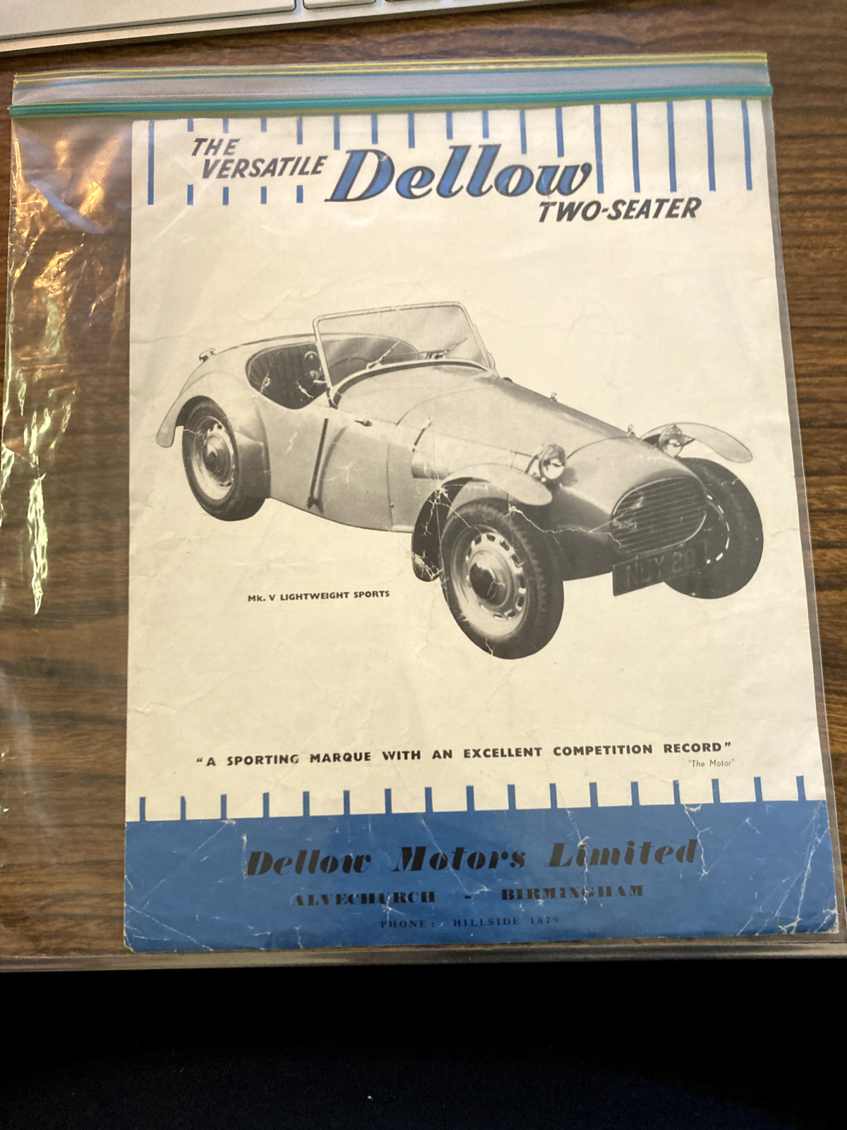 the versatile Dellow 2-seater MK. V Original Car sale brochure 