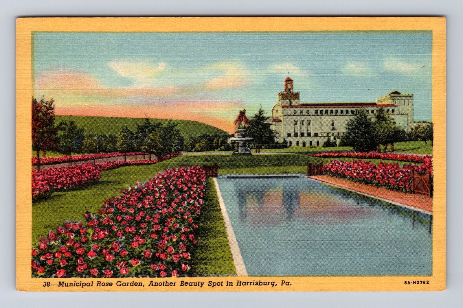 Harrisburg PA-Pennsylvania, Municipal Rose Gardens, Antique, Vintage Postcard