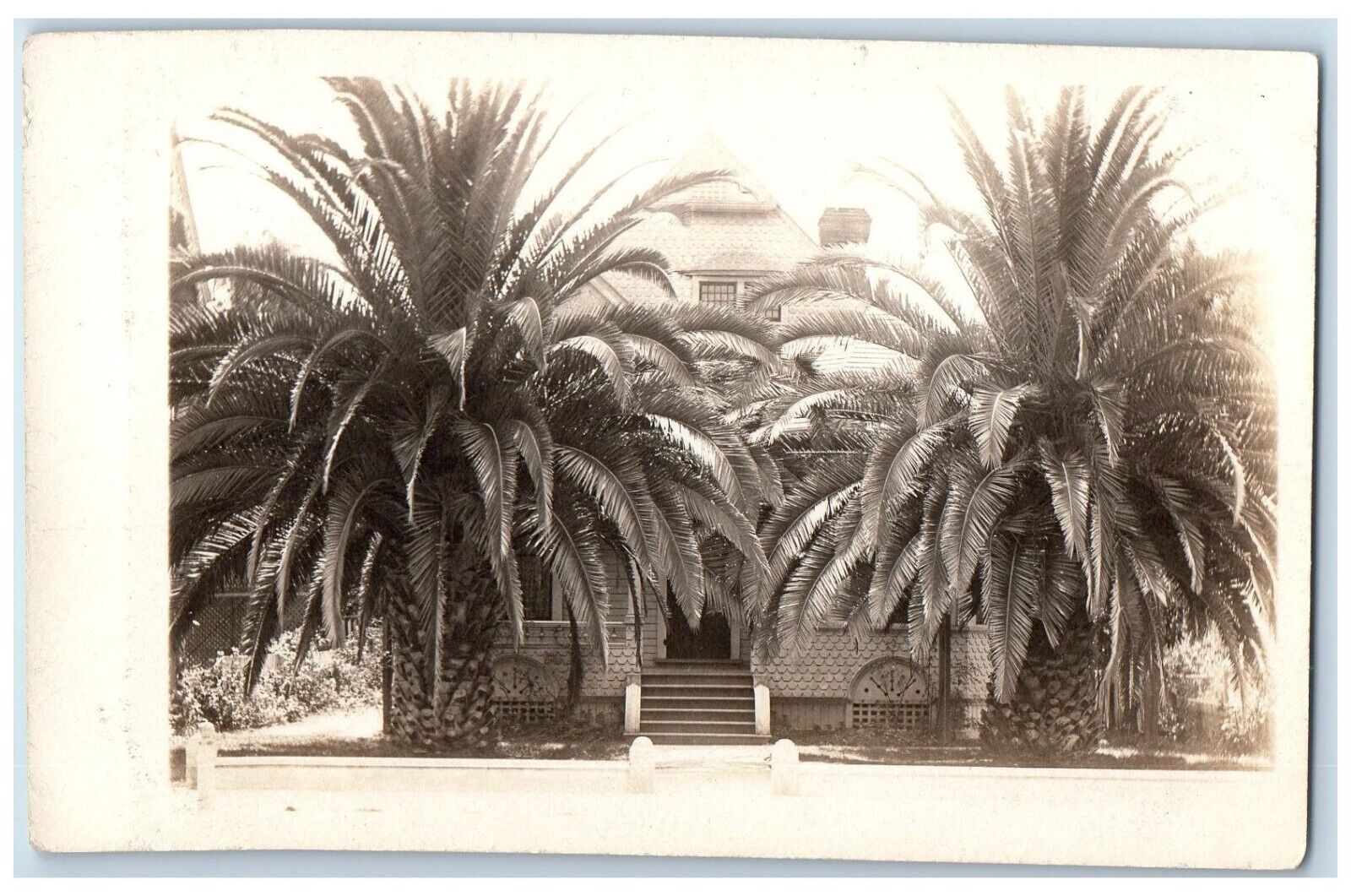 c1910's Victorian East Lake House Palm Trees CA RPPC Residence Photo Postcard