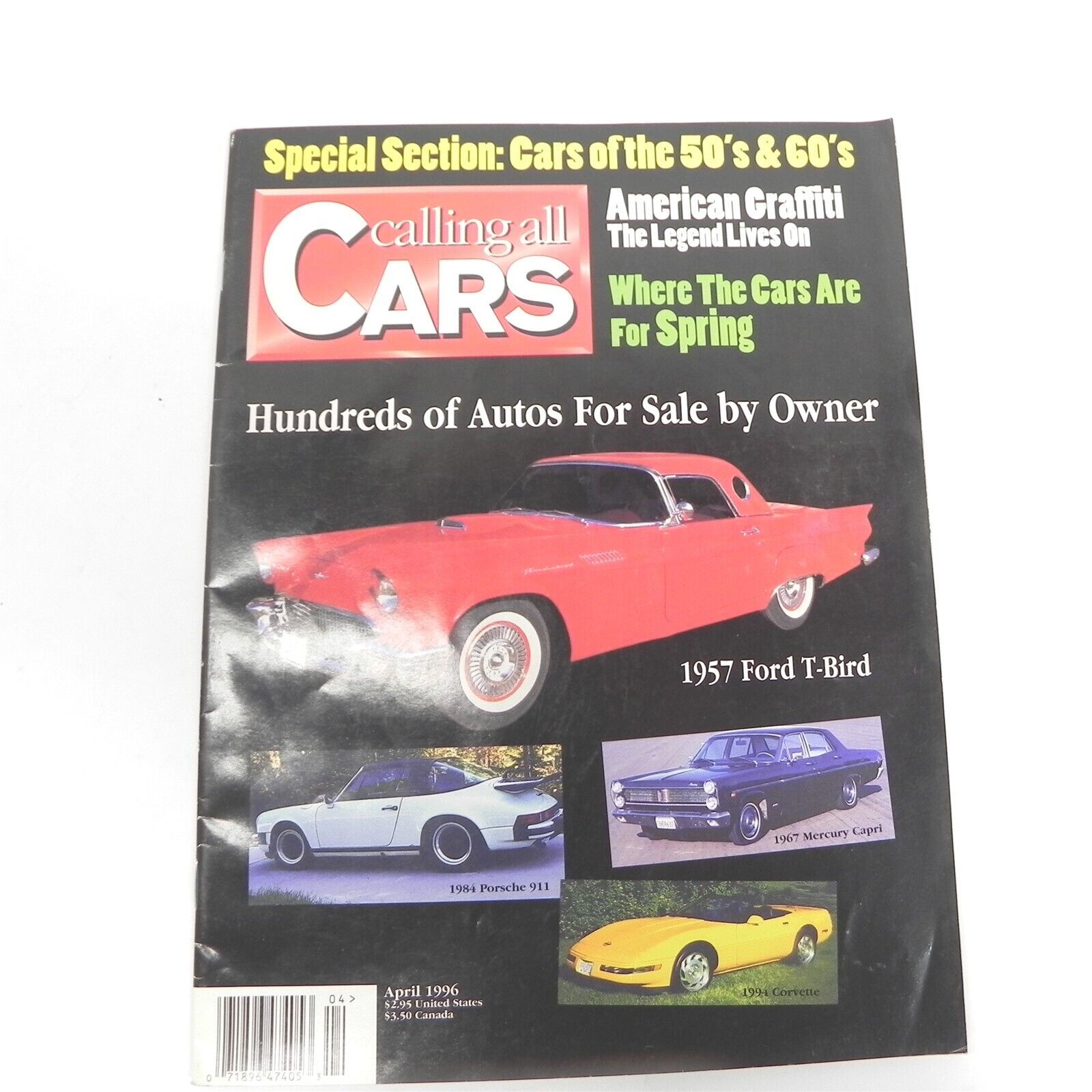 VINTAGE CALLING ALL CARS APRIL 1996 MAGAZINE CLASSIFIED ADS FOR HOT RODS MUSCLE