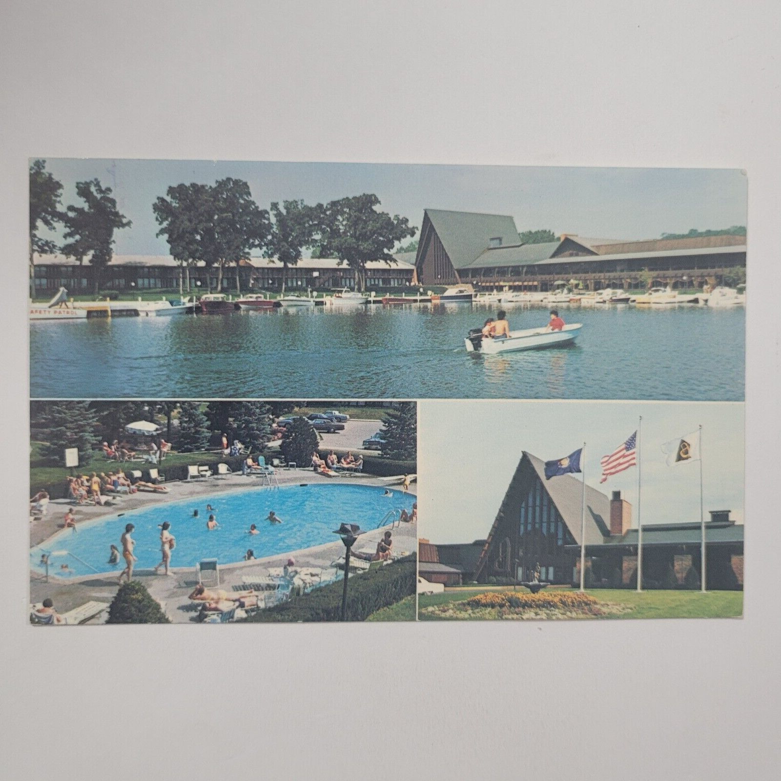 The Abbey On The Lake Geneva Fontana Wisconsin WI Multi View VTG Postcard Chrome