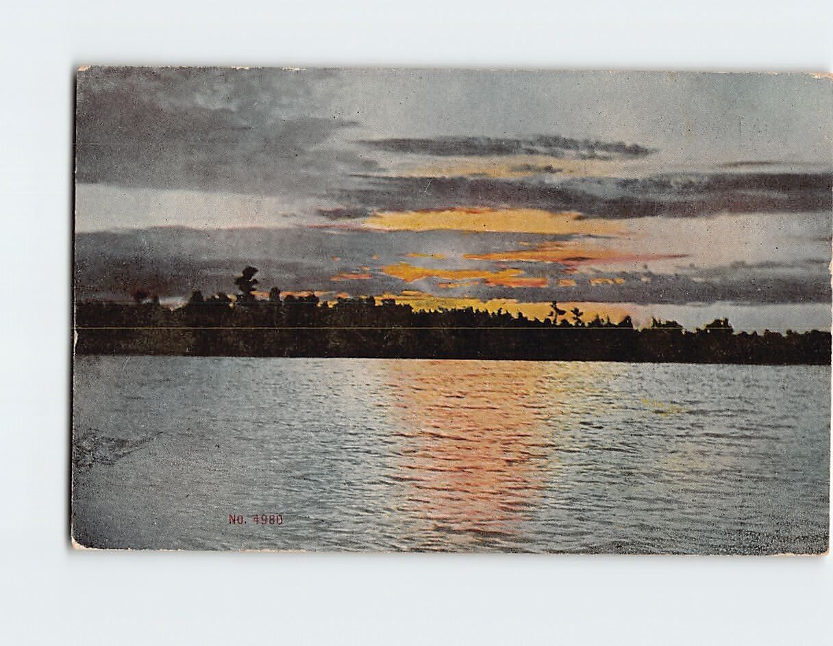 Postcard Sunset Lake Nature Scene USA North America