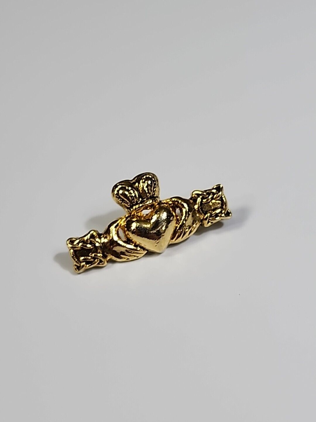 Claddagh Lapel Pin Irish Symbol Love Friendship & Loyalty Gold Color Metal 