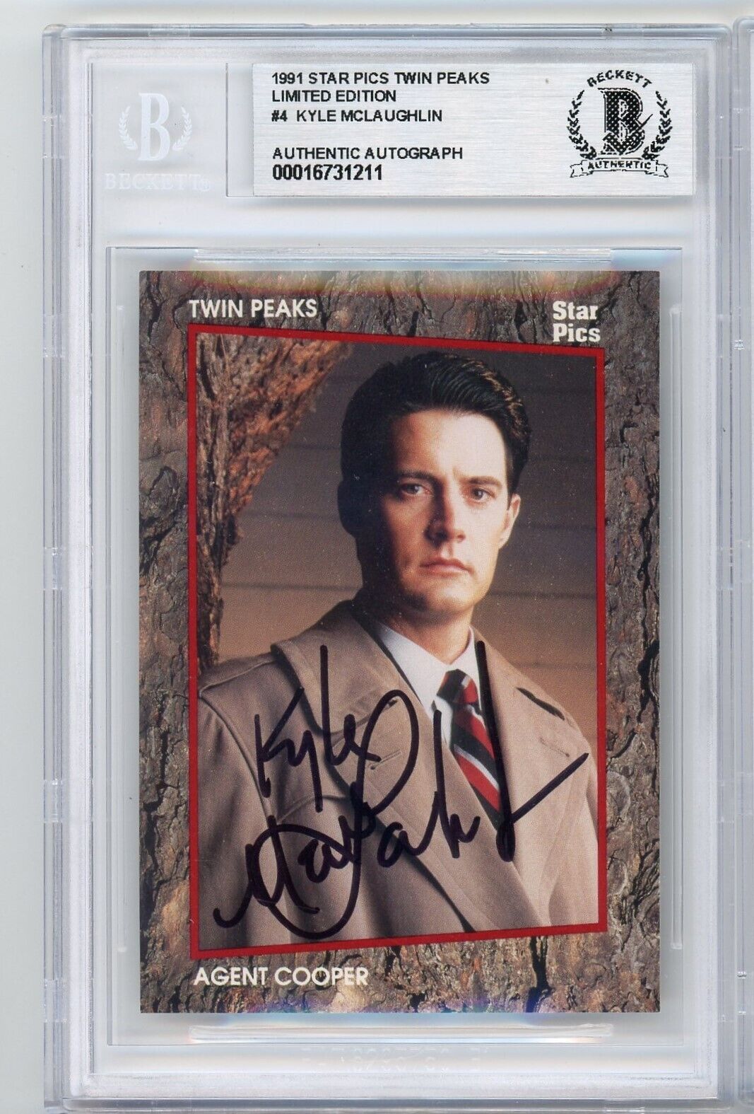 Kyle McLaughlin Agent Cooper 1991 Star Pics Twin Peaks #4 Autograph BAS Beckett