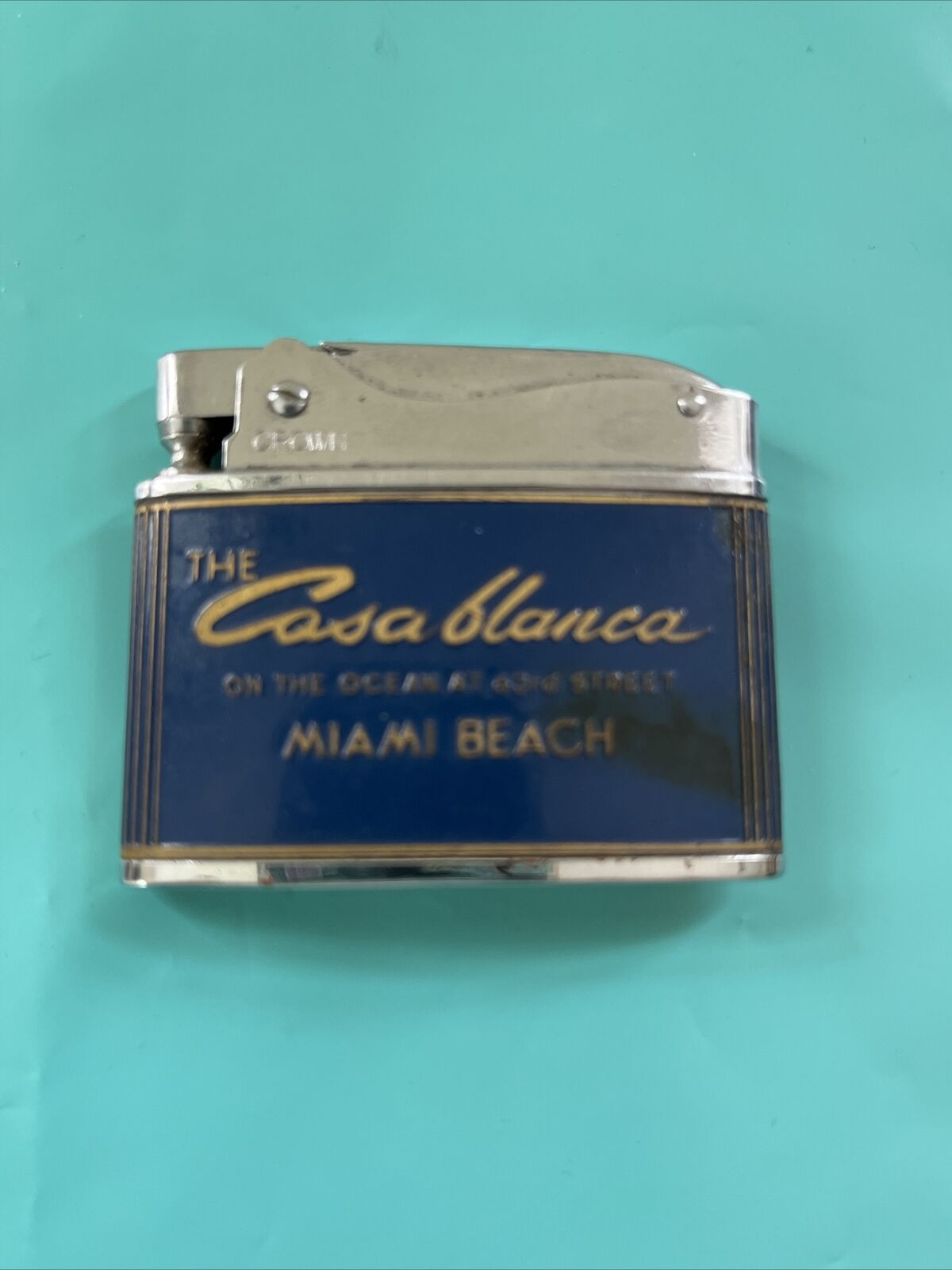 Casa Blanca Miami Beach Lighter Made in Japan Vintage Retro Crown design