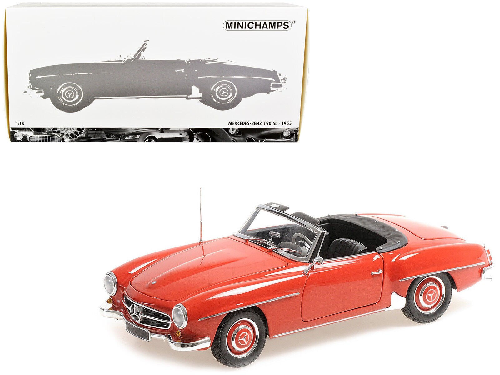 1955 Mercedes-Benz 190 SL Convertible Red (Top Down) 1/18 Diecast Model Car by