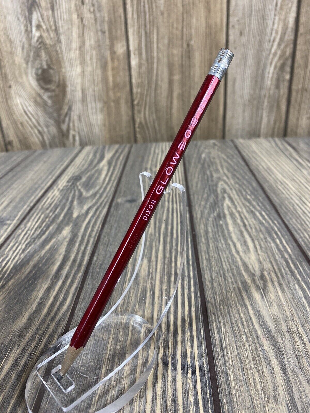 Vintage Dixon Glow 250-2 Burgundy Pink Sharpened Pencil K