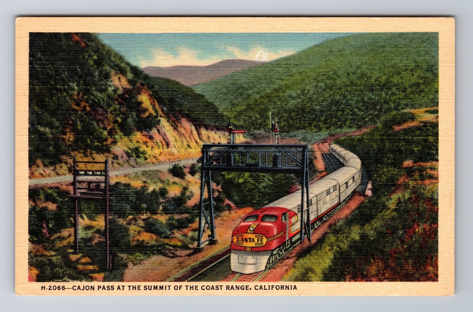 Cajon Pass CA-California, Santa Fe at Summit, Antique Vintage Souvenir Postcard
