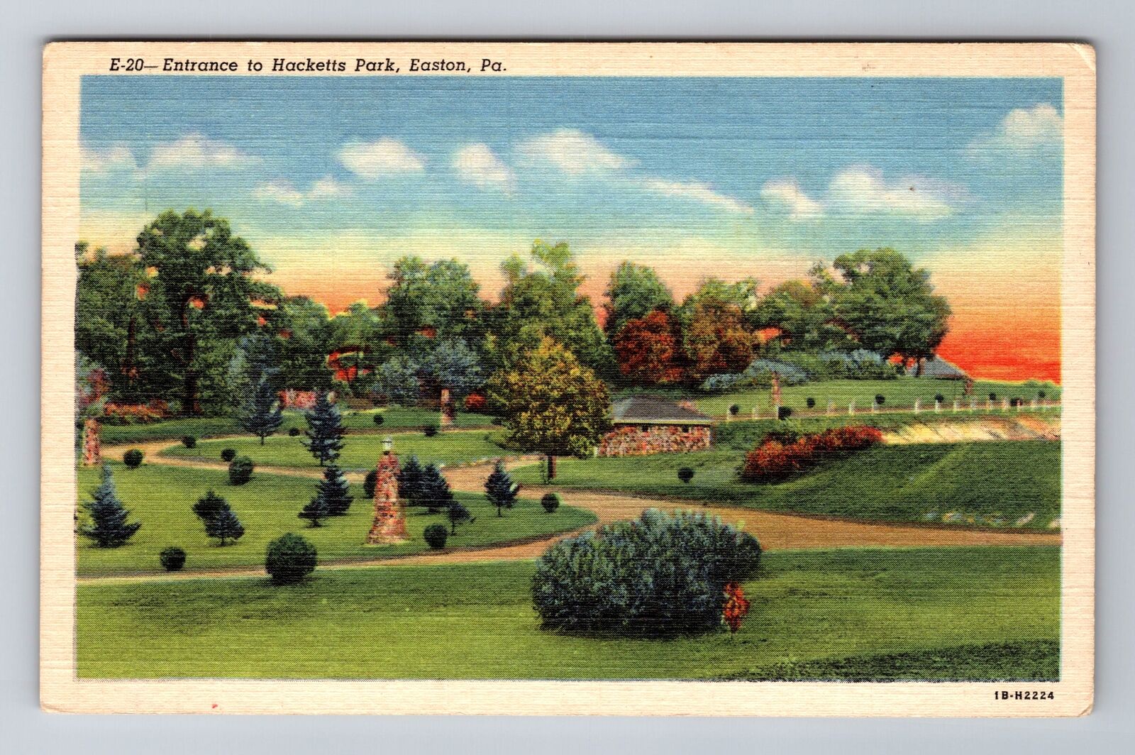 Easton PA-Pennsylvania, Entrance to Hacketts Park, Antique Vintage Postcard