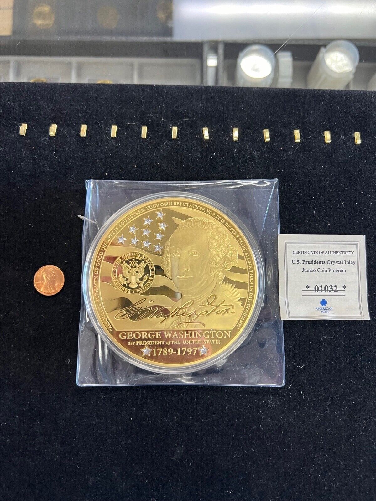 George Washington American Mint U.S. Presidents SWAROVSKI Crystal Inlay Coin
