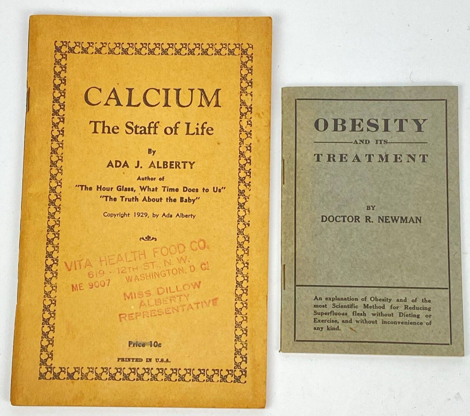 1900's Medical Booklets Calcium Staff of Life Obesity and its Treatment Vintage