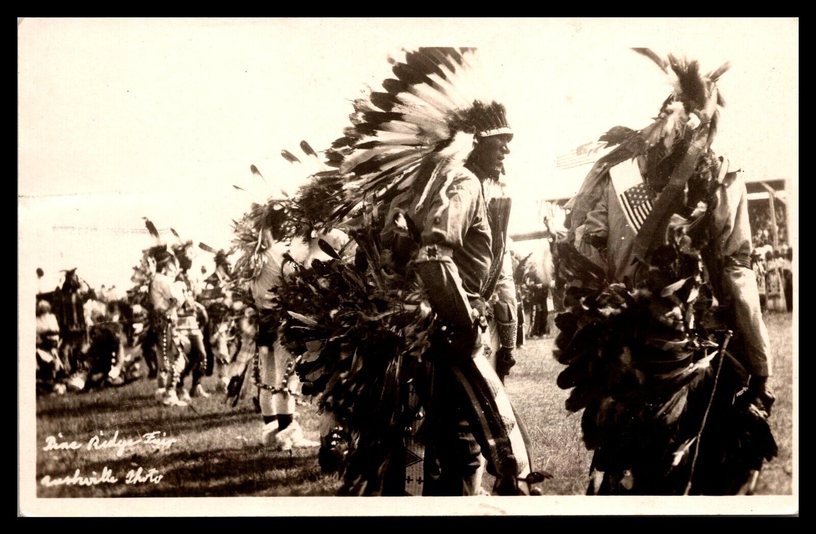 c1924 Post Card. Pine Ridge Indian Fair. SD. Wearing Sash From Dr. McFarland.