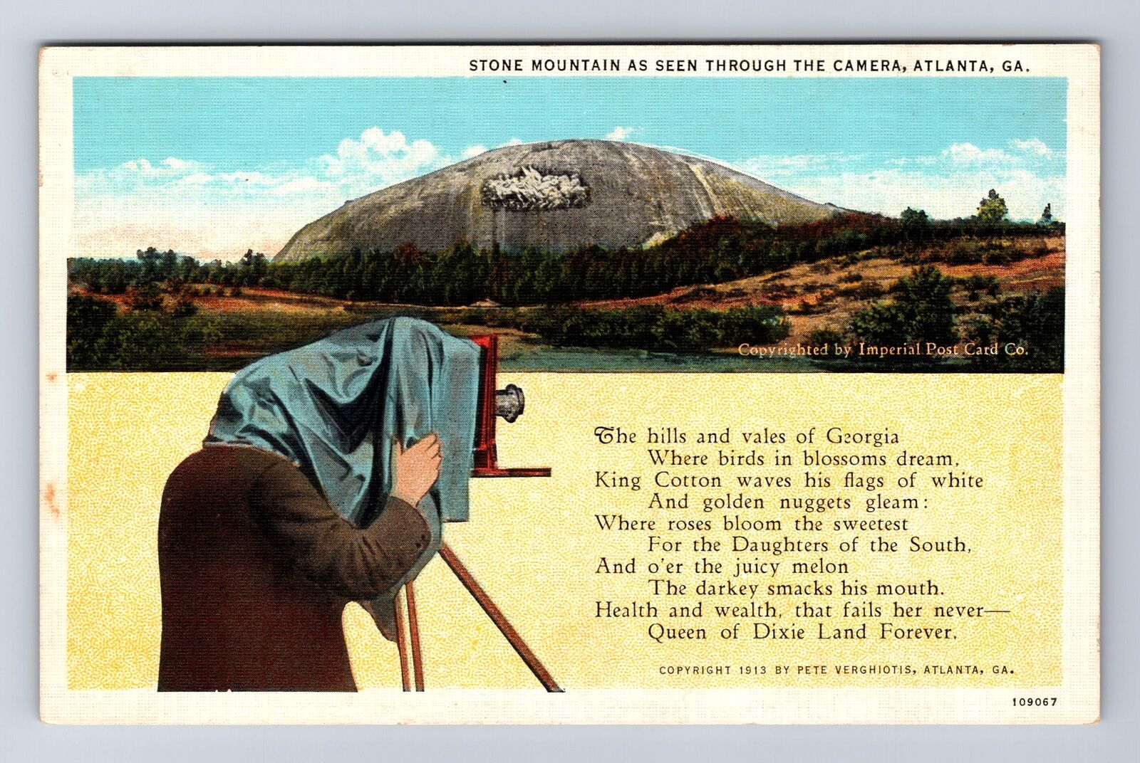 Atlanta GA-Georgia, Stone Mountain Seen Through Camera Vintage Postcard