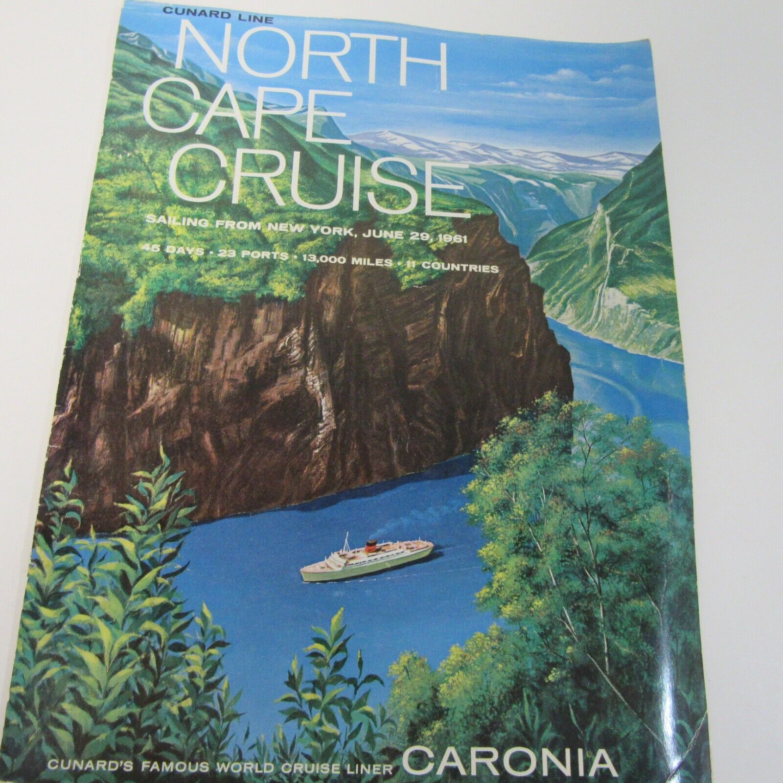 Cunard Line North Cape Scandinavia Cruise 1961 RMS Caronia -Brochure & Deck Plan