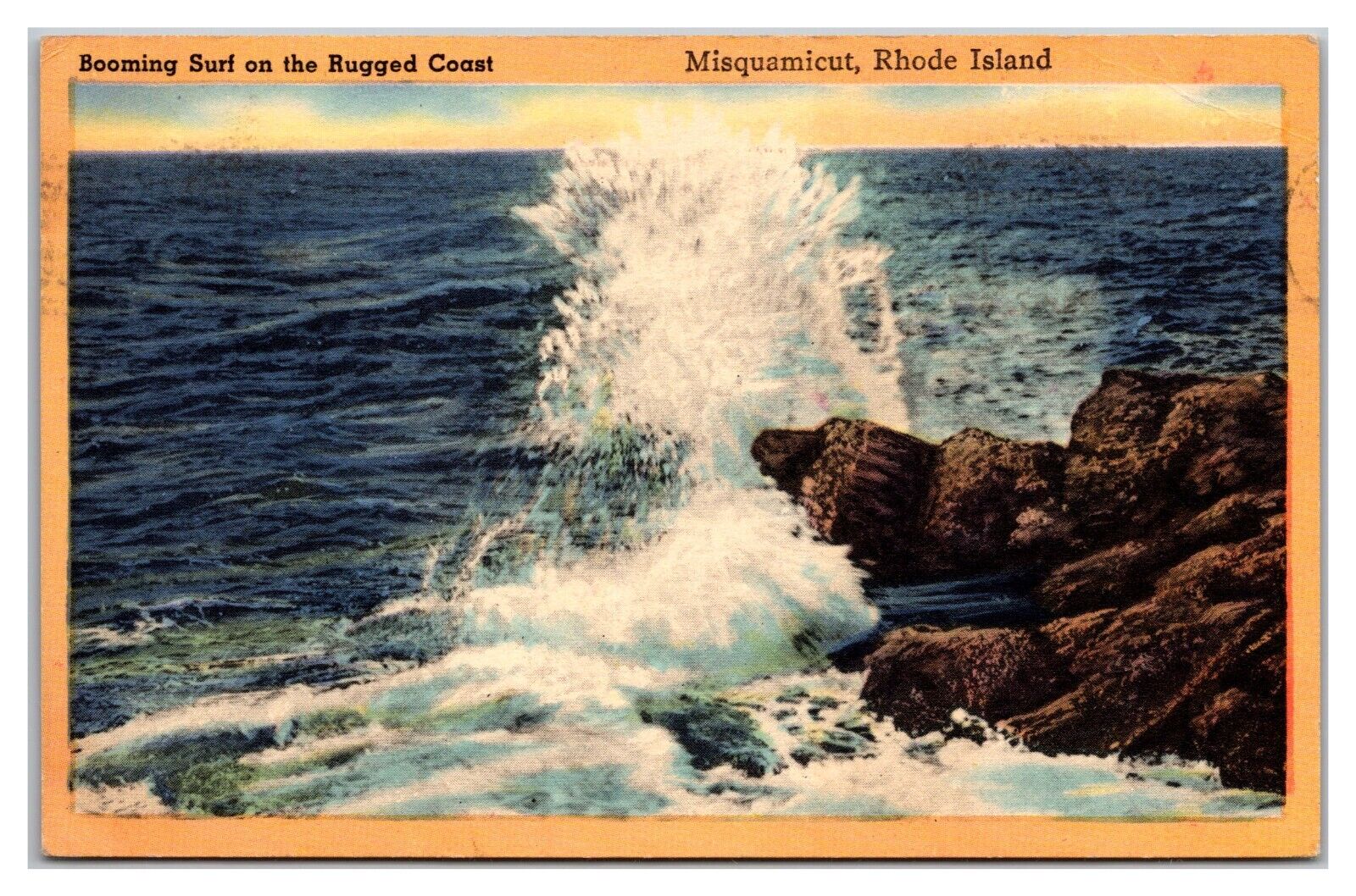 Booming Surf On The Rugged Coast Misquamicut Rhode Island Crashing Wave On Rocks