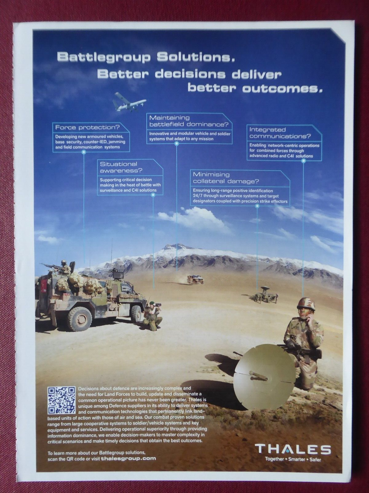 6/2012 PUB THALES DEFENSE SOLUTIONS COMMUNICATIONS LAND FORCES ORIGINAL AD