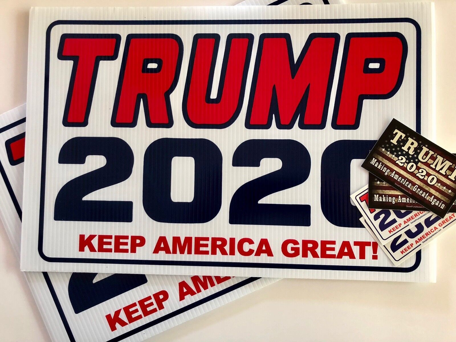 2 Trump 2020...KEEP AMERICA GREAT.. Campaign...Yard Signs + 4 Decals