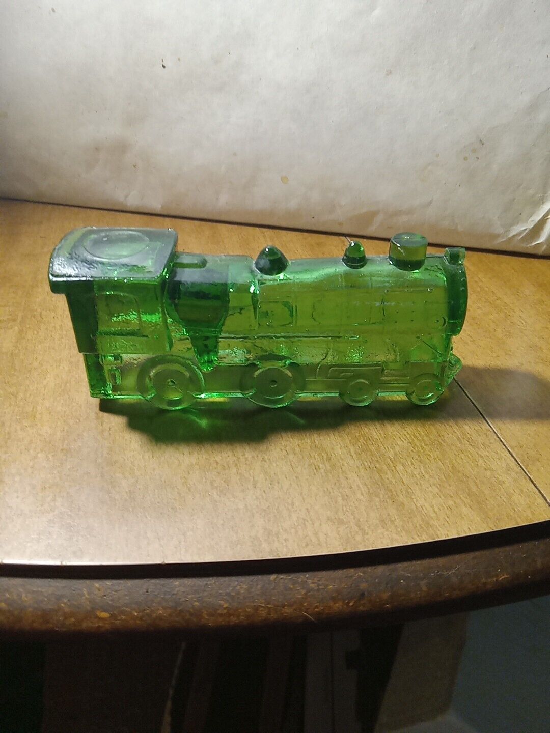 Vintage Clear Dark Green Locomotive 5 Inch Glass Candy Container Vintage