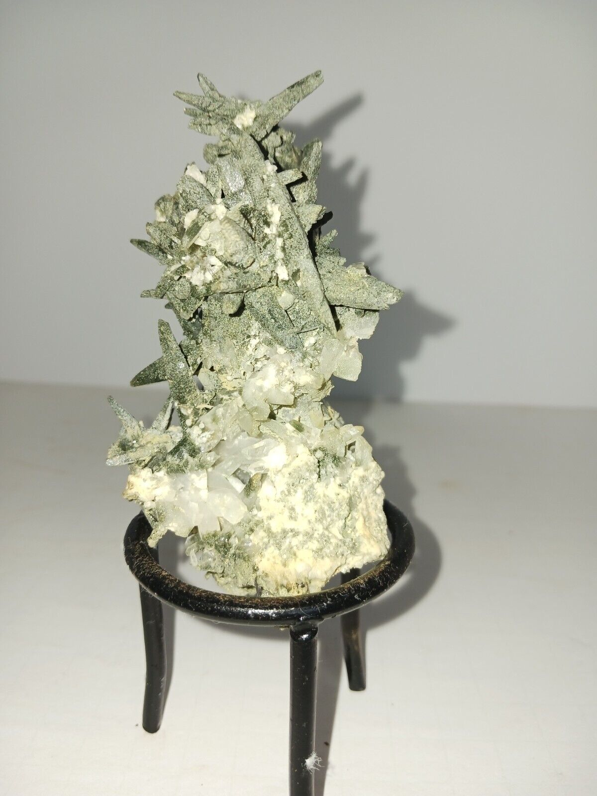 Spectacular Chlorite Quartz specimen from the Himalayas with rod iron stand