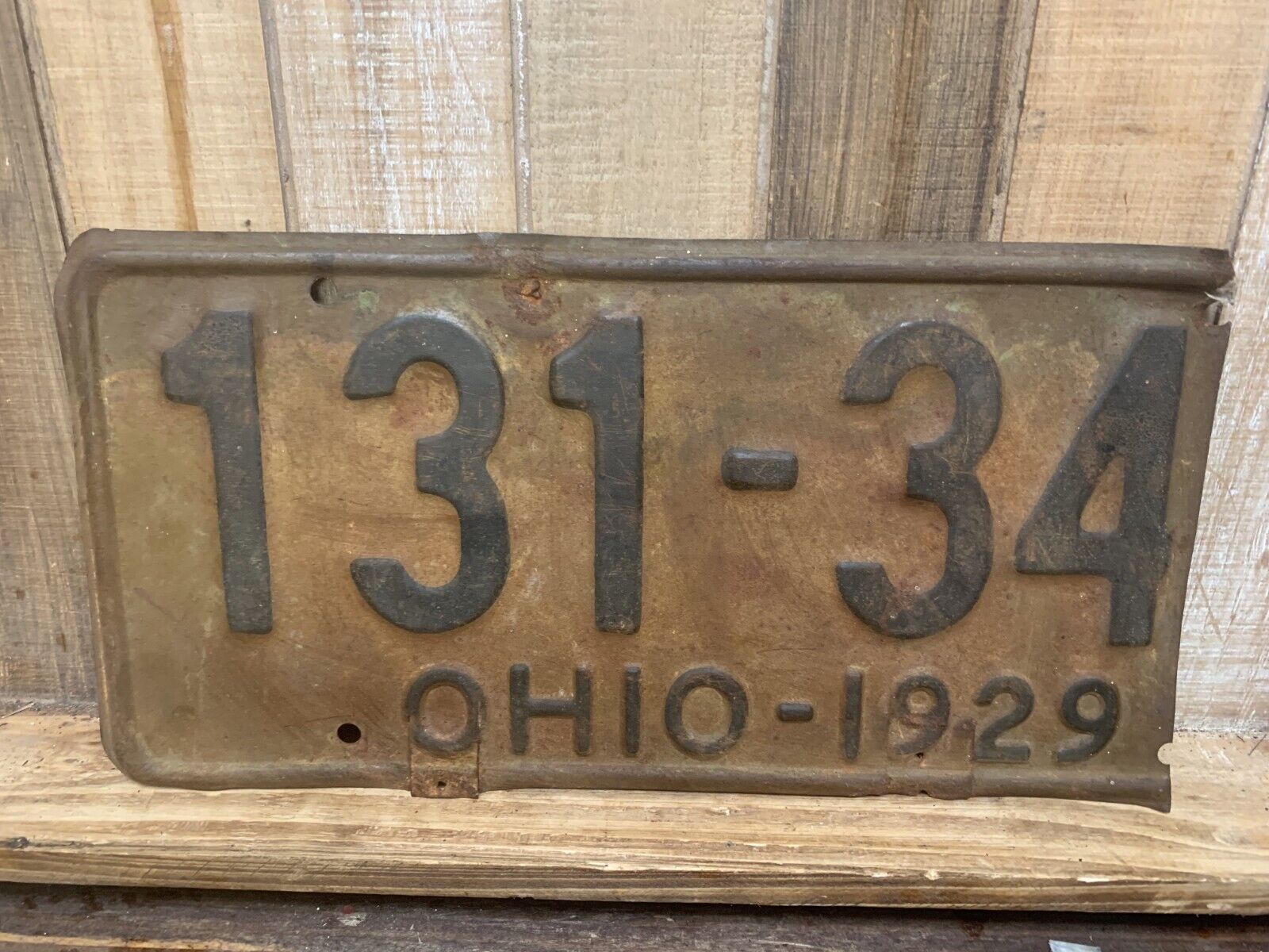 Vintage 1929 Ohio Passenger Car License Plate 131-34 Metalic