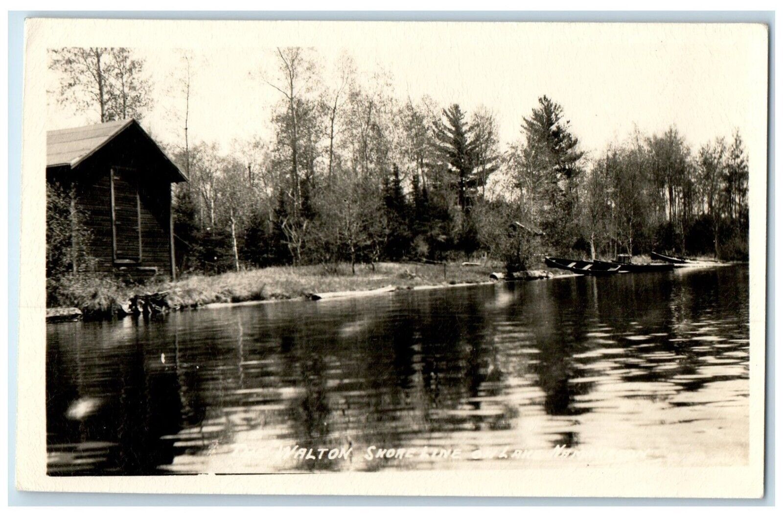 c1940's The Walton Shoreline On Lake Namakagon Cable WI RPPC Photo Postcard