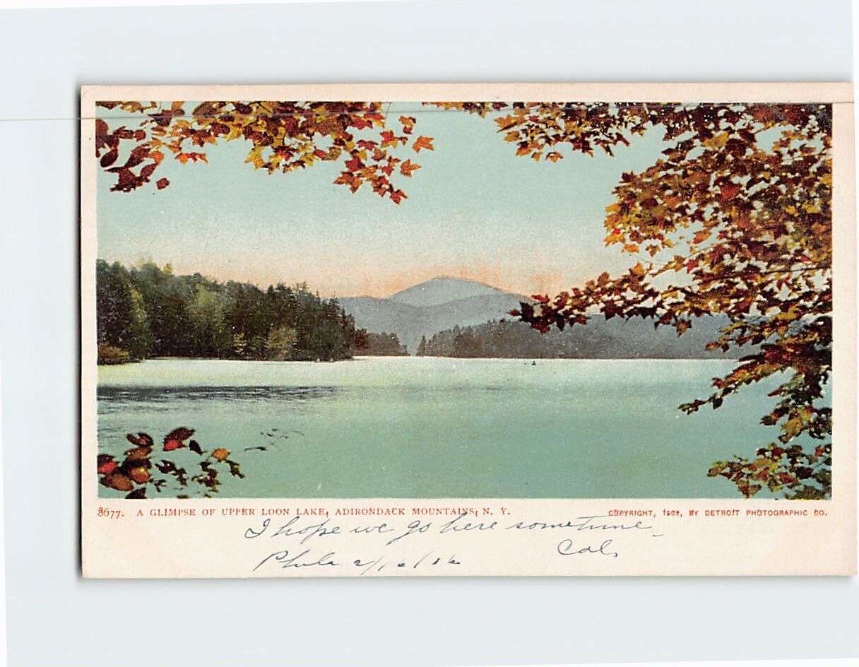 Postcard Glimpse of Upper Loon Lake Adirondack Mountains New York USA