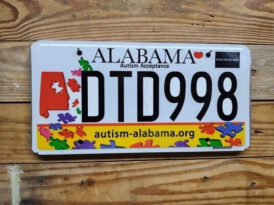 Alabama Expired 2019 Autism License Plate Auto Tag DTD998