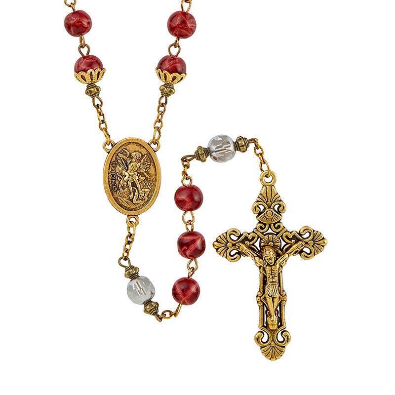 Heart on Fire Collection Padre Pio/Saint Michael Rosery for Men & Women - 3 Pack
