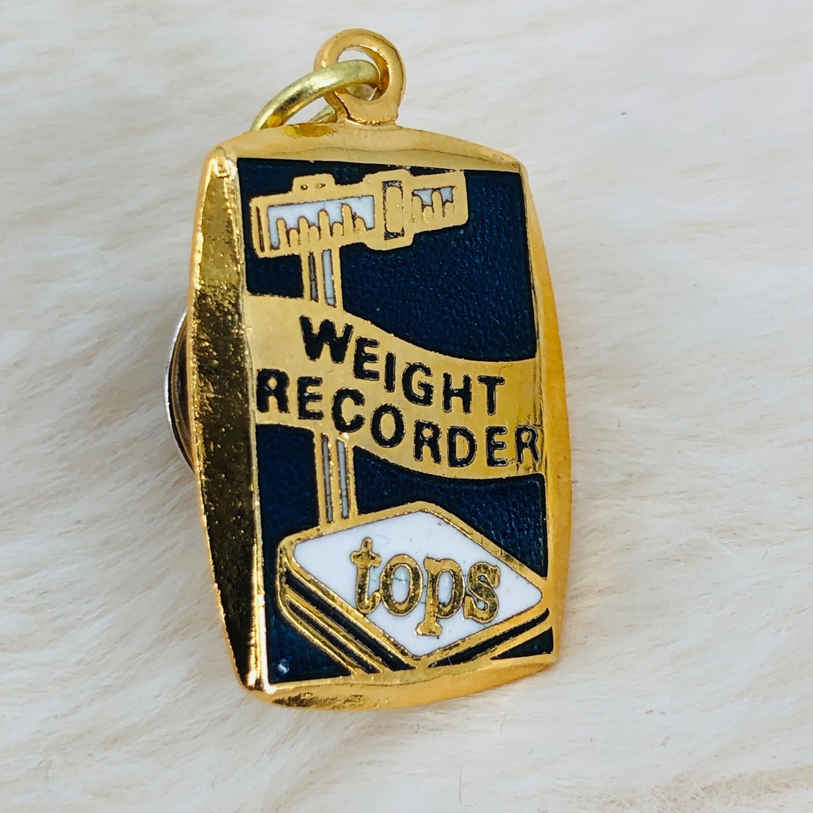 Tops Kops Weight Loss Program Award Charm w/ Pin Back - Weight Recorder