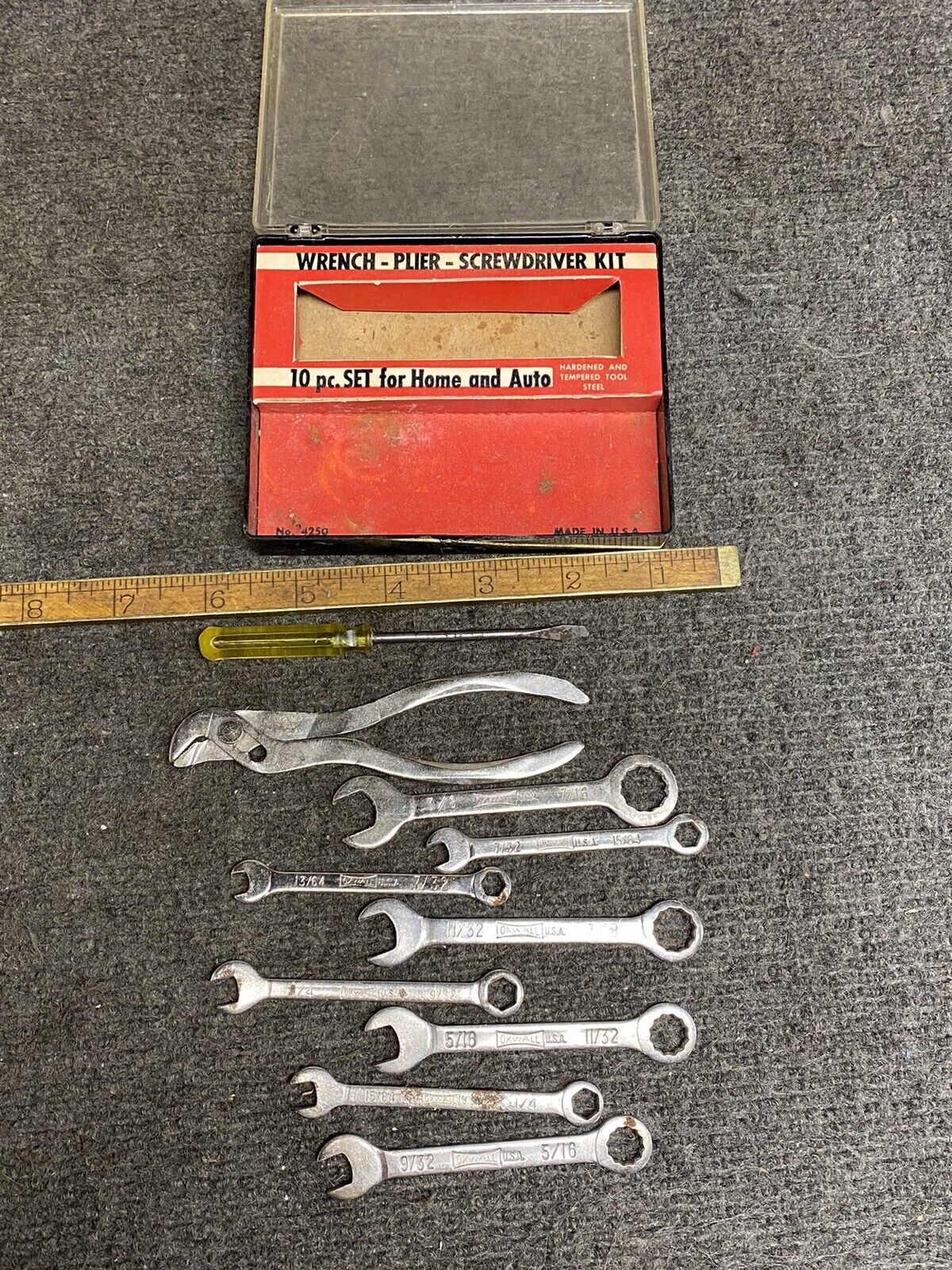 Vintage Oxwall USA 10 Pc Wrench Plier Screwdriver Set