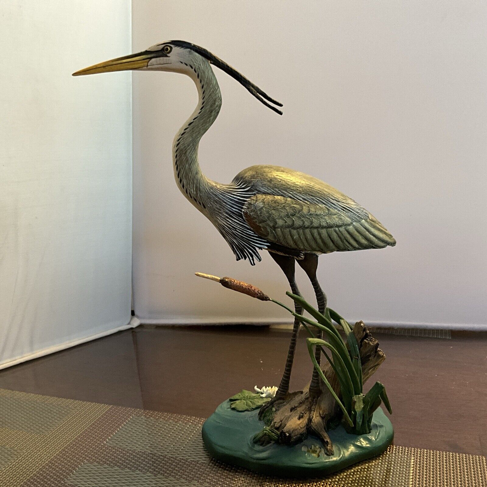 Danbury Mint Surveying The Shallows Jeff Rechin 9” Blue Heron Sculpture NICE