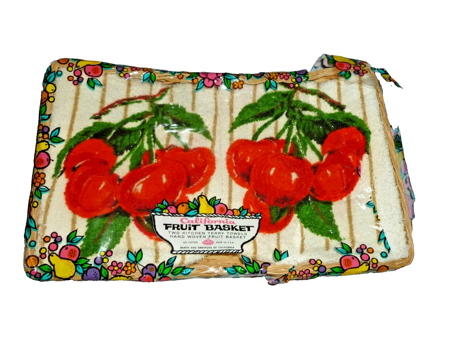 NEW Royal Terry Vintage Fruit Basket Hand Woven  Basket All Cotton California