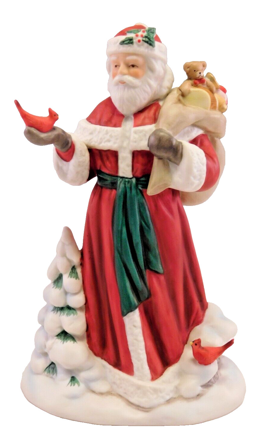 Father Christmas Porcelain Santa Claus Figurine Holds Sack of Toys Vintage Avon