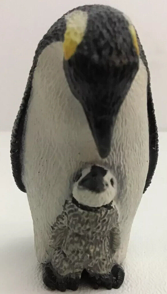 Schleich Adult Penguin w Chick Baby Bird 2010 PVC Figure Toy Figurine