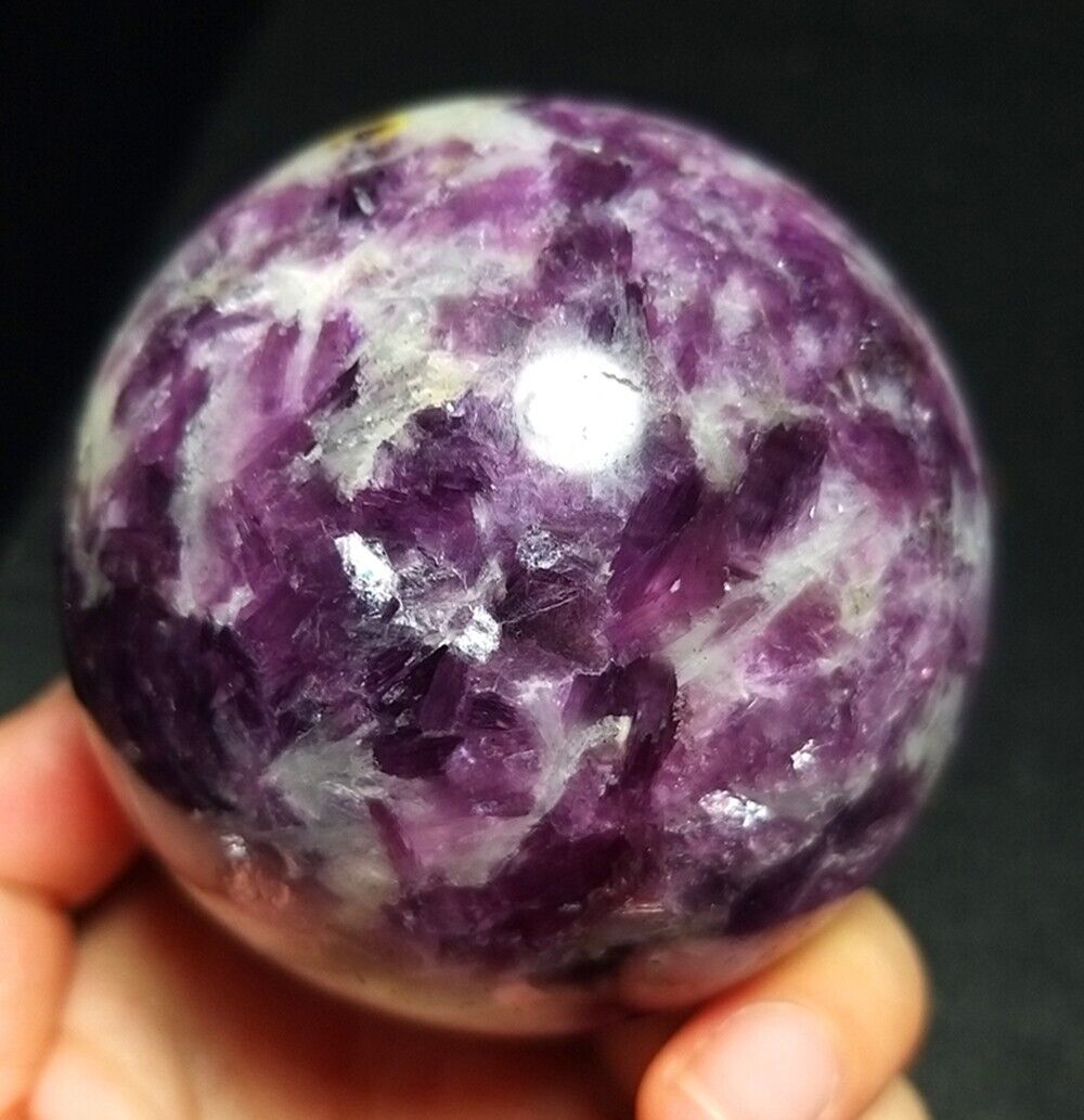 TOP347G Natural Purple Tourmaline Mica Symbiotic Crystal Sphere Ball HealingQQ22