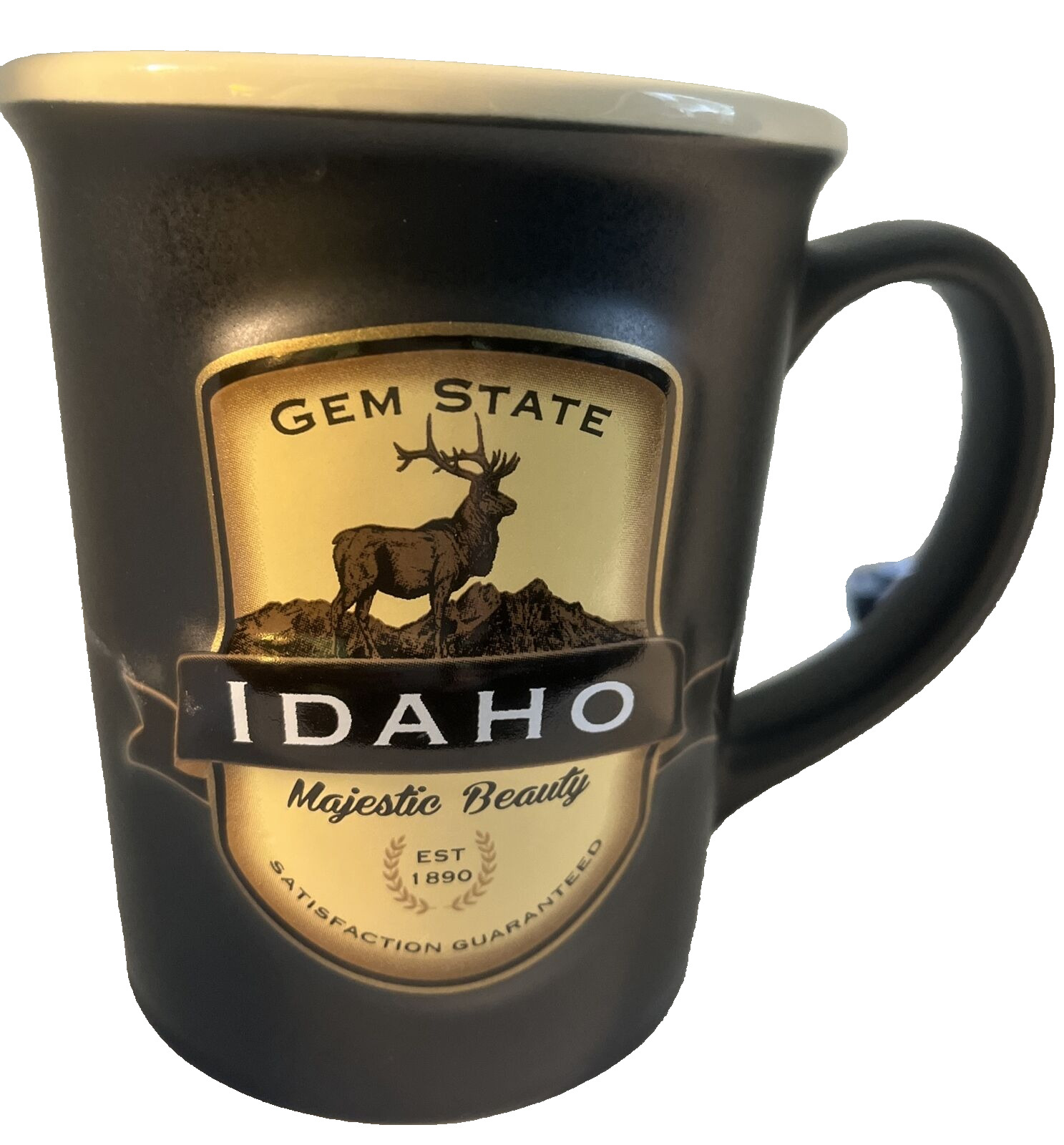 Americaware Idaho Emblem 16 oz. Black Matte Coffee Tea Cup Mug