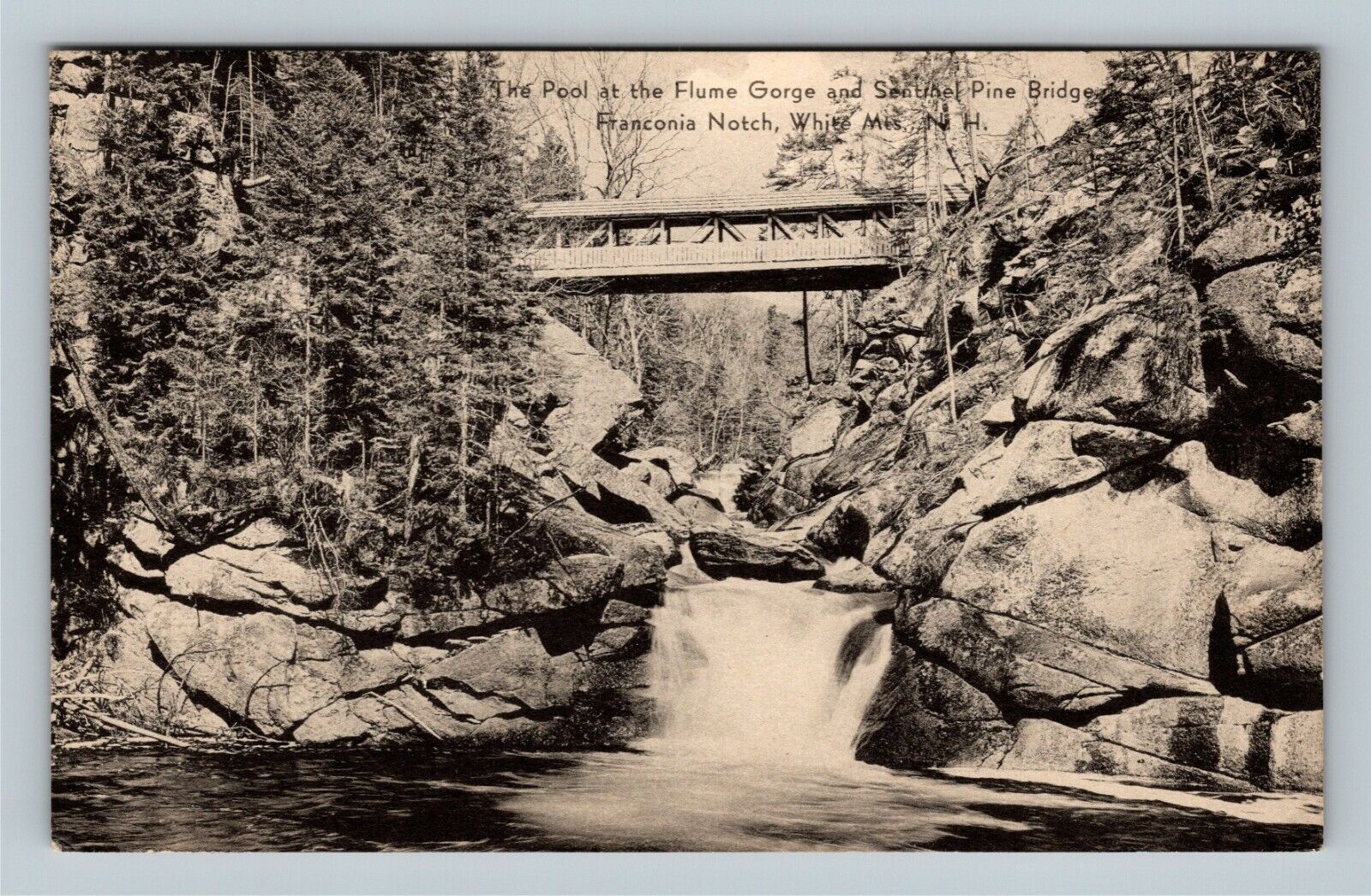 White Mountains NH, The Pool At Flume Gorge, New Hampshire Vintage Postcard