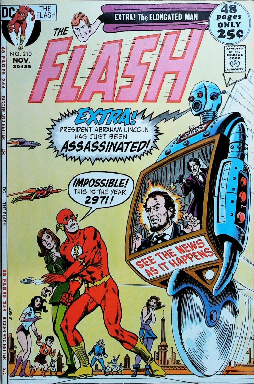 The Flash #210 Vol 1 (1971) - Robot Abraham Lincoln Appearance - Very Fine Range