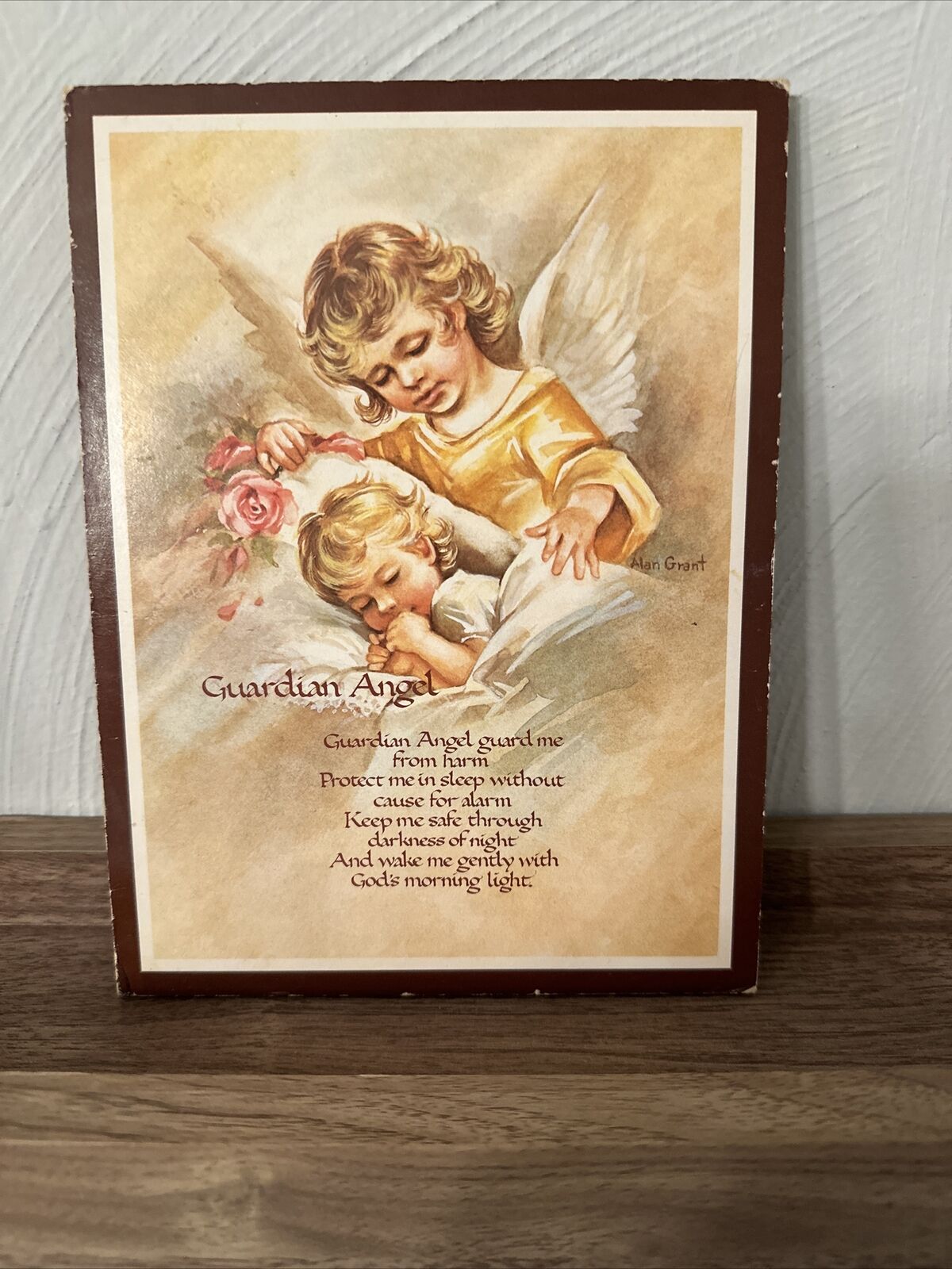 Vintage Guardian Angel Child Protection Plaque Art Decor God Jesus 8x6